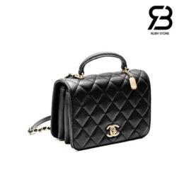 Túi Chanel 23B Flap Bag With Top Handle Màu Đen Caviar 21CM Best Quality