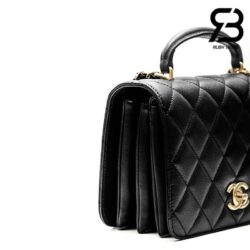Túi Chanel 23B Flap Bag With Top Handle Màu Đen Caviar 21CM Best Quality