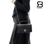 Túi Chanel 23B Mini Flap Bag With Top Handle Màu Đen Caviar 20CM Best Quality