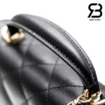 Túi Chanel 23B Mini Flap Bag With Top Handle Màu Đen Caviar 20CM Best Quality