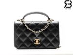 Túi Chanel 23B Mini Flap Bag With Top Handle Màu Đen Caviar 20CM Best Quality