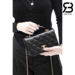 Túi Chanel 23B Mini Flap Bag With Top Handle Màu Đen Caviar 20CM Best Quality