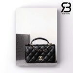 Túi Chanel 23B Mini Flap Bag With Top Handle Màu Đen Caviar 20CM Best Quality