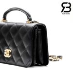 Túi Chanel 23B Mini Flap Bag With Top Handle Màu Đen Caviar 20CM Best Quality