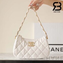Túi Chanel 23K 19 Logo Hobo Bag Màu Trắng Calfskin 23CM Best Quality
