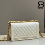 Túi Chanel Boy Medium Trắng Da Caviar GHW Best Quality