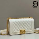 Túi Chanel Boy Medium Trắng Da Caviar GHW Best Quality