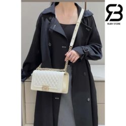 Túi Chanel Boy Medium Trắng Da Caviar LGHW Best Quality