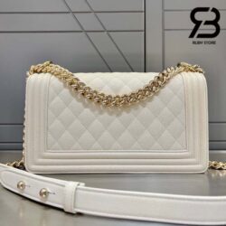 Túi Chanel Boy Medium Trắng Da Caviar LGHW Best Quality
