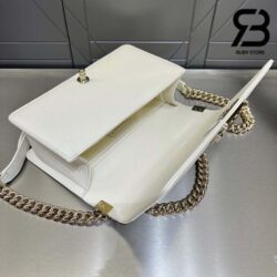 Túi Chanel Boy Medium Trắng Da Caviar LGHW Best Quality