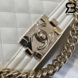 Túi Chanel Boy Medium Trắng Da Caviar LGHW Best Quality