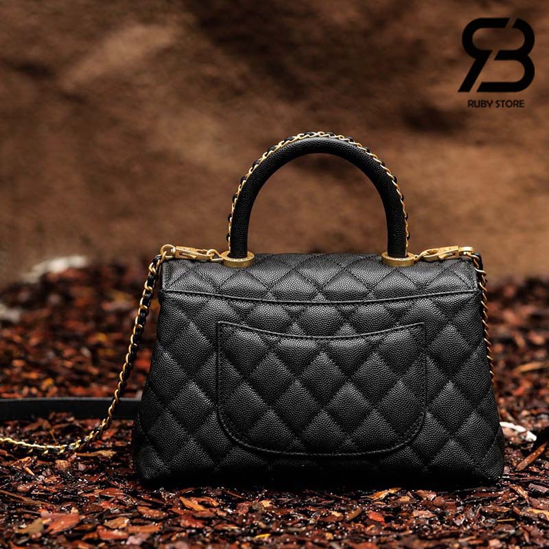 Túi Chanel Coco Handle Small Đen Da Caviar Chain Top Handle 24CM Best Quality