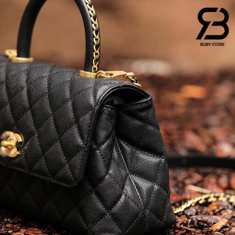 Túi Chanel Coco Handle Small Đen Da Caviar Chain Top Handle 24CM Best Quality