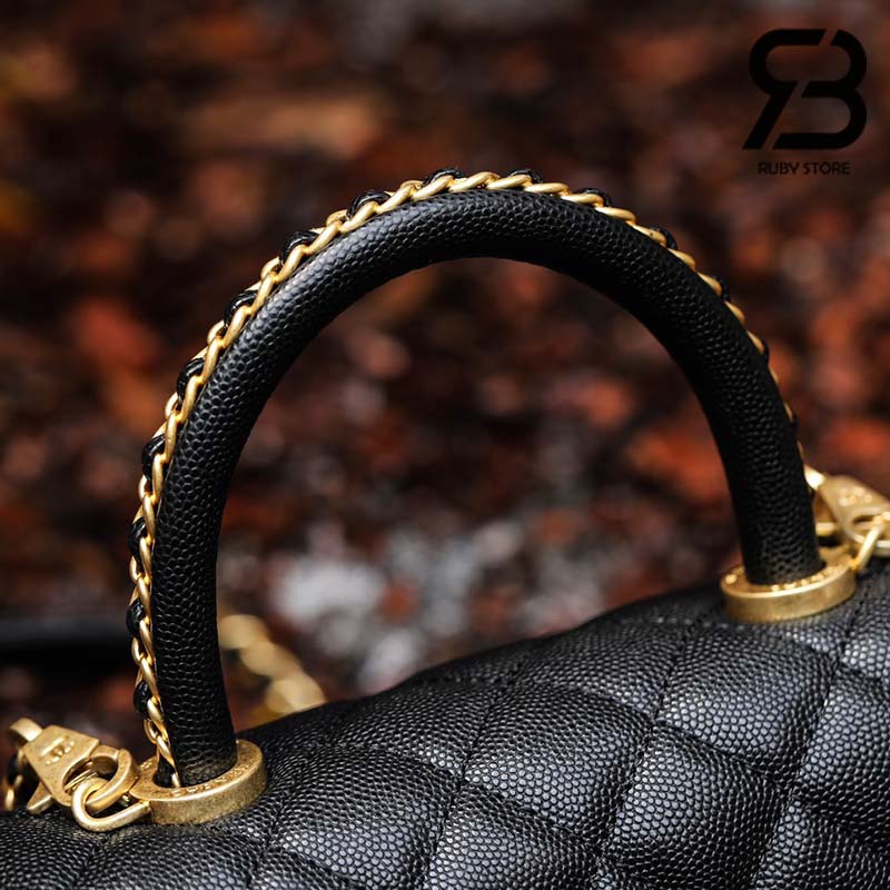 Túi Chanel Coco Handle Small Đen Da Caviar Chain Top Handle 24CM Best Quality
