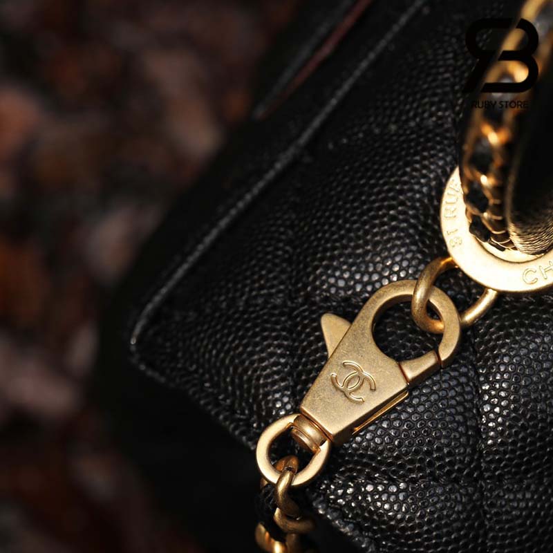 Túi Chanel Coco Handle Small Đen Da Caviar Chain Top Handle 24CM Best Quality