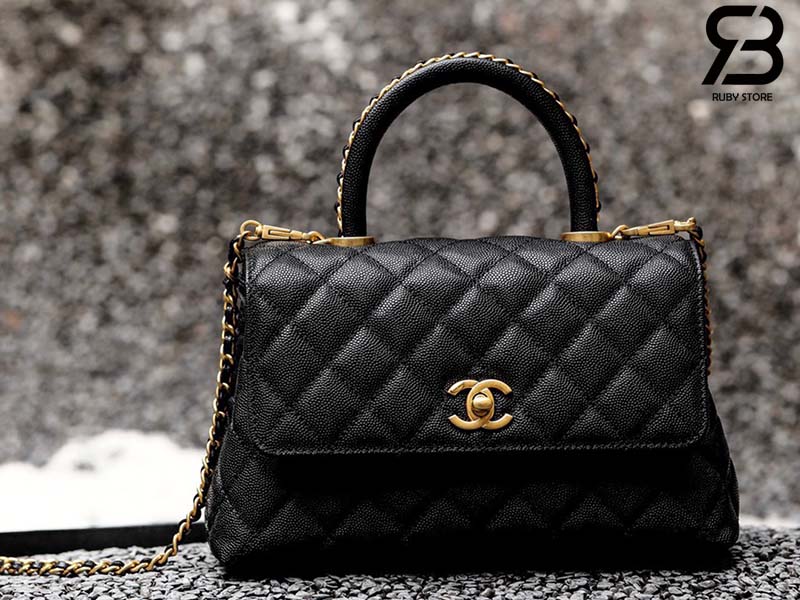 tui-chanel-coco-handle-small-black-caviar-chain-top-handle-best-quality Túi Chanel Coco Handle Small Đen Da Caviar Chain Top Handle 24CM Best Quality