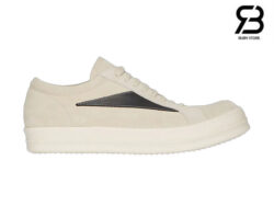 Giày Rick Owens Luxor Vintage Low Velour Suede Milk White Black Trắng Sữa