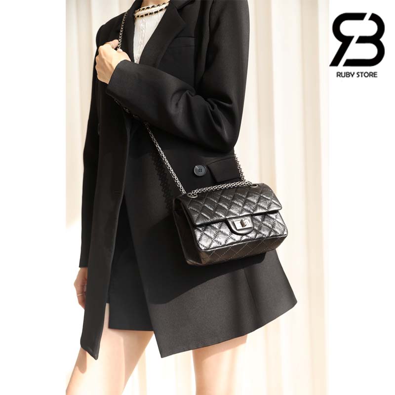 Túi Chanel 2.55 Mini Flap Bag Màu Đen Calfskin SHW 20CM Best Quality