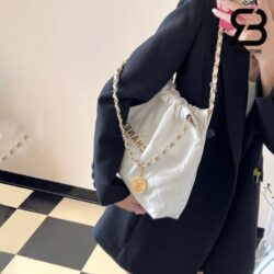 Túi Chanel 22 24C Shopping Bag Trắng Da Bê Bóng GHW 45CM Best Quality