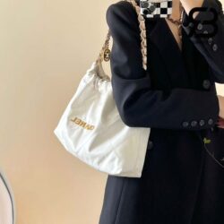 Túi Chanel 22 24C Shopping Bag Trắng Da Bê Bóng GHW 45CM Best Quality