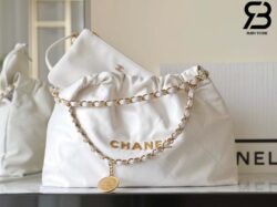 Túi Chanel 22 24C Shopping Bag Trắng Da Bê Bóng GHW 45CM Best Quality