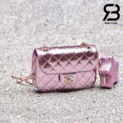 Túi Chanel 24C Mini Flap Bag With Star Coin Purse Màu Hồng Bóng 19CM Best Quality
