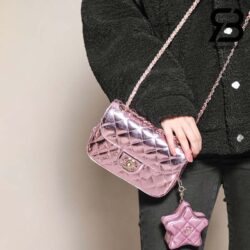 Túi Chanel 24C Mini Flap Bag With Star Coin Purse Màu Hồng Bóng 19CM Best Quality