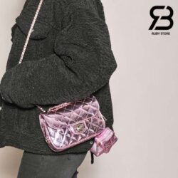 Túi Chanel 24C Mini Flap Bag With Star Coin Purse Màu Hồng Bóng 19CM Best Quality