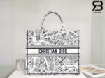 Túi Large Dior Book Tote Plan De Paris Embroidery Trắng Đen 42CM Best Quality
