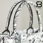 Túi Small Dior Book Tote Plan De Paris Embroidery Trắng Đen 26CM Best Quality