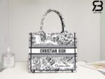 Túi Small Dior Book Tote Plan De Paris Embroidery Trắng Đen 26CM Best Quality
