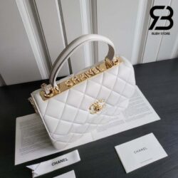 Túi Chanel 23S Trendy CC Small Flap Bag With Top Handle Màu Trắng Lambskin Best Quality
