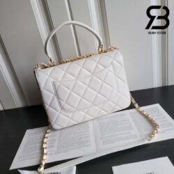 Túi Chanel 23S Trendy CC Small Flap Bag With Top Handle Màu Trắng Lambskin Best Quality