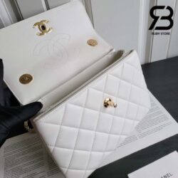 Túi Chanel 23S Trendy CC Small Flap Bag With Top Handle Màu Trắng Lambskin Best Quality