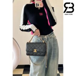 Túi Chanel 24C Adjustable Small Flap Bag Màu Đen Da Caviar GHW 22CM Best Quality