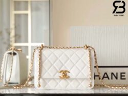 Túi Chanel 24C Double Pearl Crush Small Flap Bag Màu Trắng Da Calfskin GHW 22CM Best Quality
