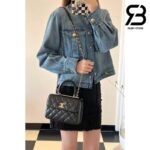 Túi Chanel 24C Trendy Mini Flap Bag With Top Handle Màu Đen Lamskin GHW 20CM Best Quality