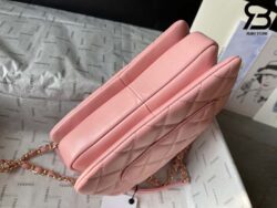 Túi Chanel 24C Trendy Mini Flap Bag With Top Handle Màu Hồng Lambskin Multicolor Logo Best Quality