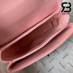 Túi Chanel 24C Trendy Mini Flap Bag With Top Handle Màu Hồng Lambskin Multicolor Logo Best Quality