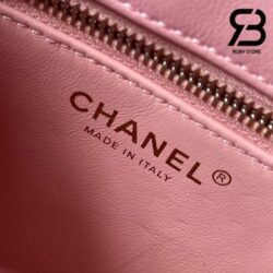 Túi Chanel 24C Trendy Mini Flap Bag With Top Handle Màu Hồng Lambskin Multicolor Logo Best Quality