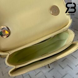 Túi Chanel 24C Trendy Mini Flap Bag With Top Handle Màu Vàng Lambskin Multicolor Logo Best Quality