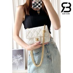 Túi Chanel Small Heart Crush Flap Bag Trắng Caviar GHW Best Quality
