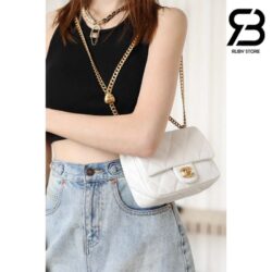 Túi Chanel Small Heart Crush Flap Bag Trắng Caviar GHW Best Quality