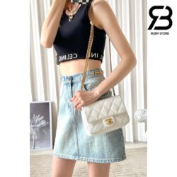 Túi Chanel Small Heart Crush Flap Bag Trắng Caviar GHW Best Quality