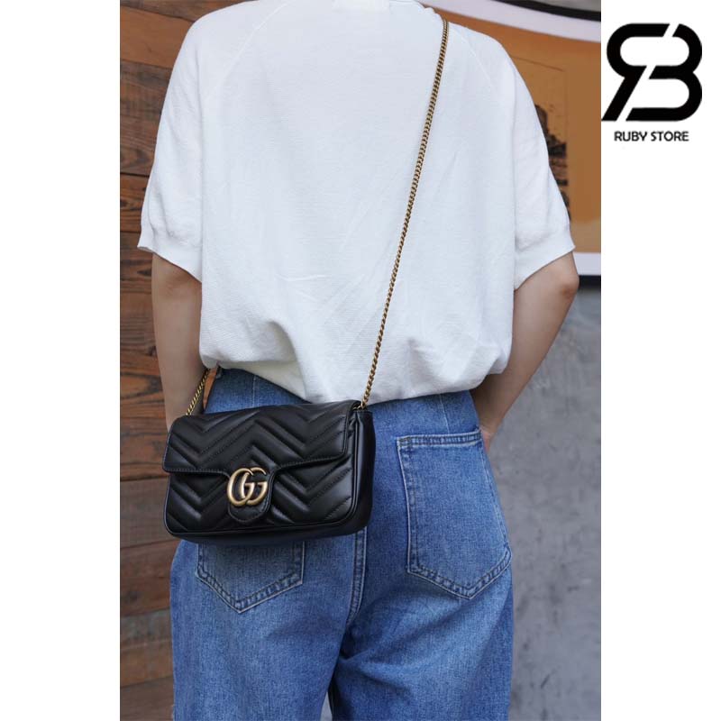 Túi Gucci GG Marmont Mini Bag Đen Leather 21CM Best Quality