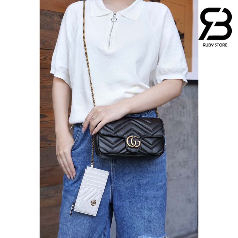Túi Gucci GG Marmont Mini Bag Đen Leather 21CM Best Quality