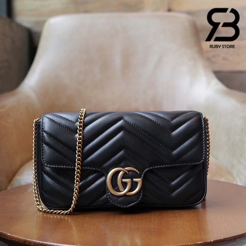 tui-gucci-gg-marmont-mini-bag-black-leather-best-quality Túi Gucci GG Marmont Mini Bag Đen Leather 21CM Best Quality