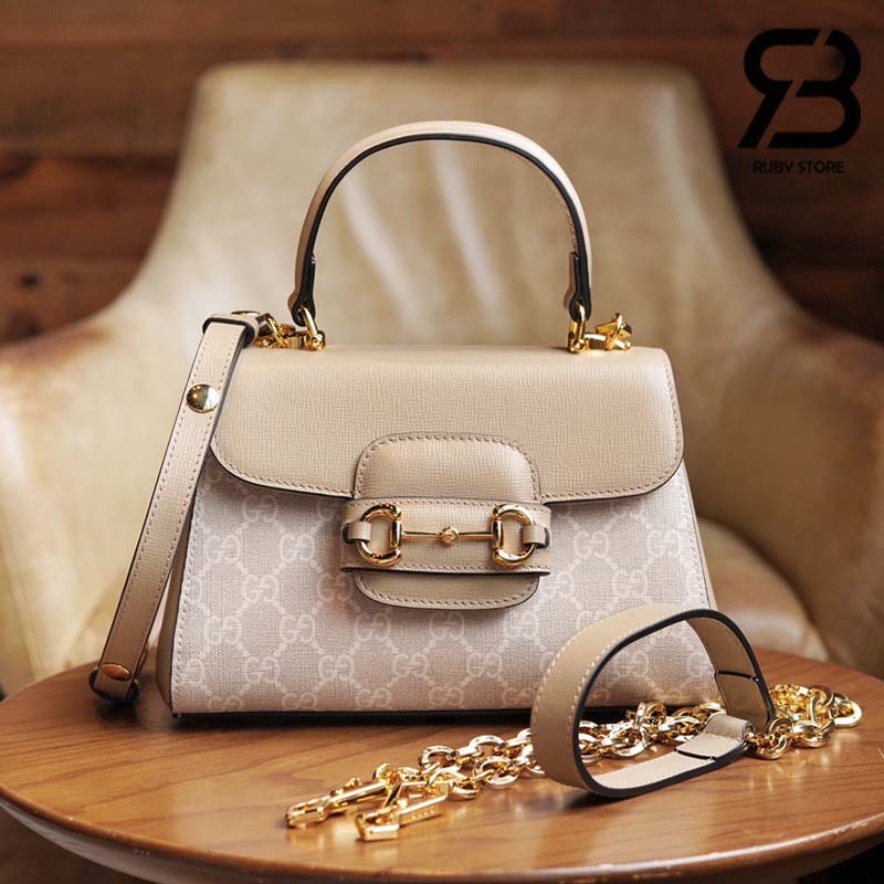 Túi Gucci Horsebit 1955 Mini Bag Beige Trắng Canvas 22CM Best Quality