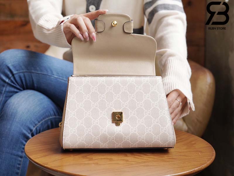 Túi Gucci Horsebit 1955 Mini Bag Beige Trắng Canvas 22CM Best Quality