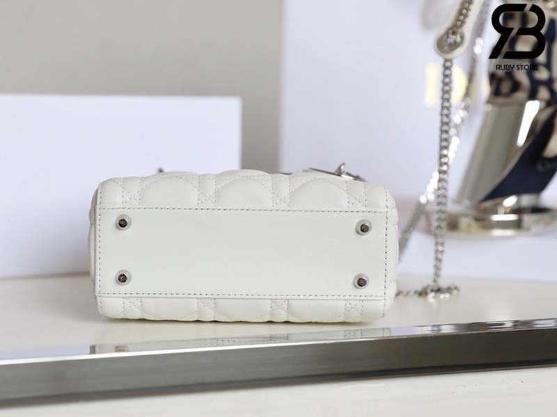 Túi Mini Lady Dior Bag Màu Trắng Latte Lambskin SHW 17CM Best Quality